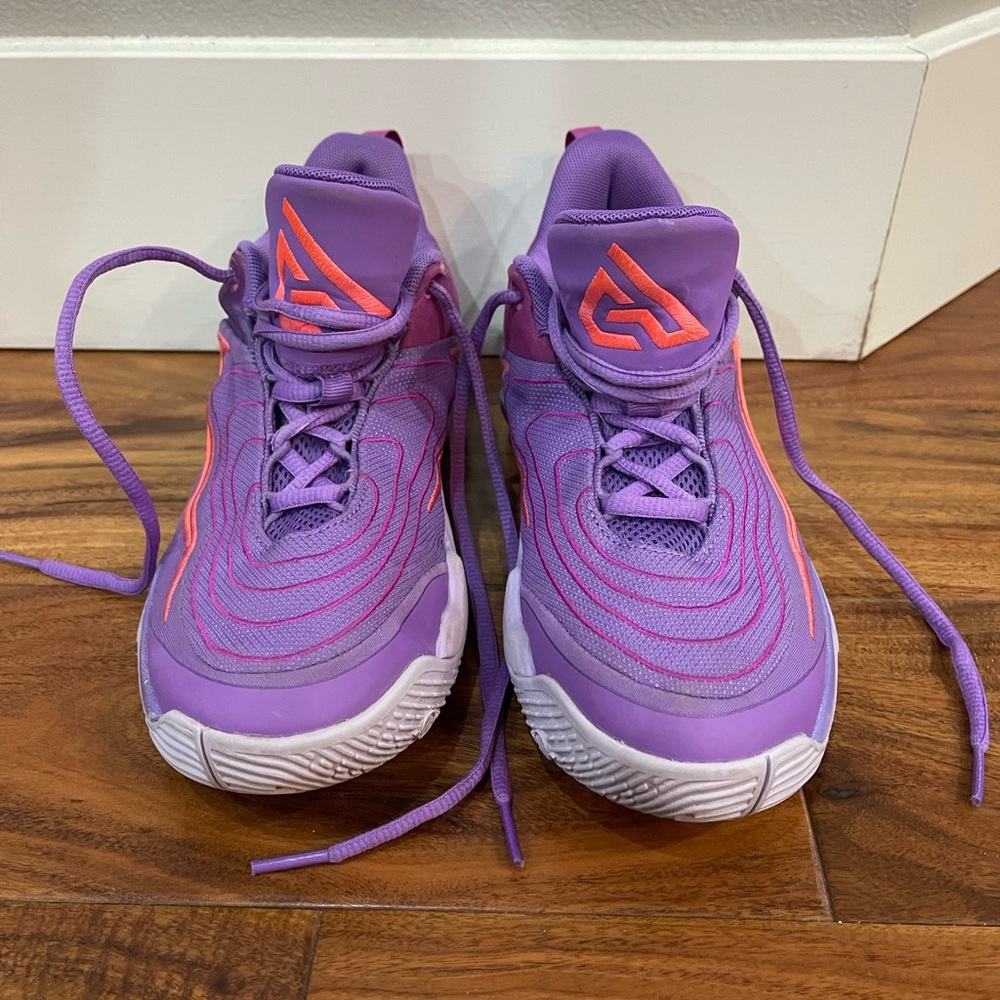 Nike Purple and Neon Orange/Pink Basketball Sneakers